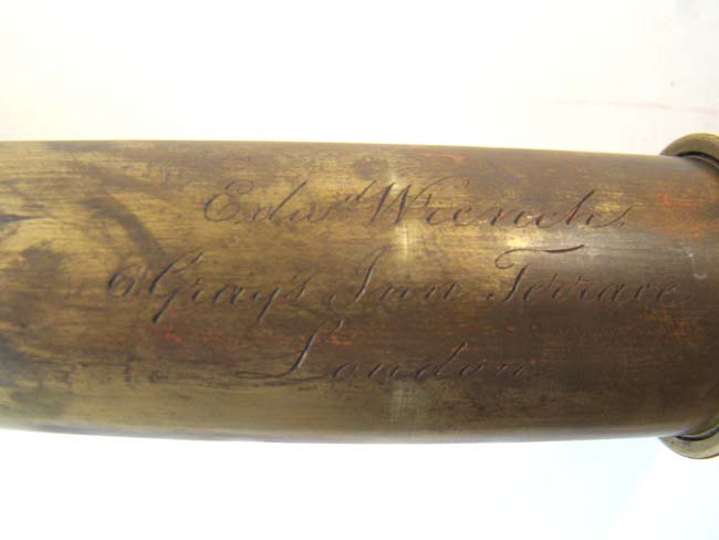 A 19th century Three-Draw Telescope signed EDWARD WRENCH, 6 Gray's Inn Terrace, London, circa 1839-1852. — image 2